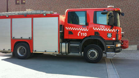 Red fire rescue service truck