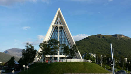 Arctic Cathedral church in tromsoe northern norway autumnの素材