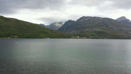 Blue fjord and mountain landscape nature