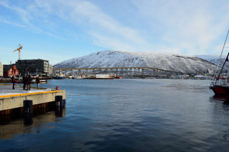 beautiful tromsdalen seen from tromsoe city island 20th february 2016のeditorial素材