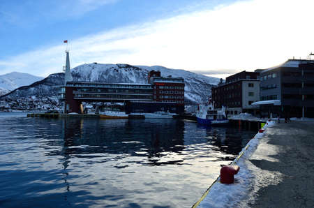scandic hotel in tromso city on sunny blue winter day 20th february 2016のeditorial素材