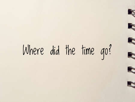 where did the time go questionmark written on white notepadの写真素材