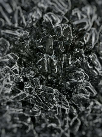 Black and white frozen river ice shape background texture