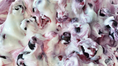 Sweet blueberry and vanilla quark breakfast macro detail backgroundの素材