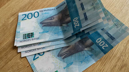 New 2017 edition of the national 200 crown paper money bill, norwayの素材