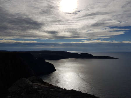 Beautiful ocean and cliff view from the north cape, northern norway