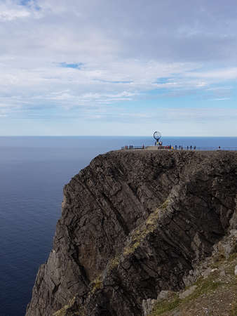Beautiful ocean and cliff view from the north cape, northern norwayの写真素材