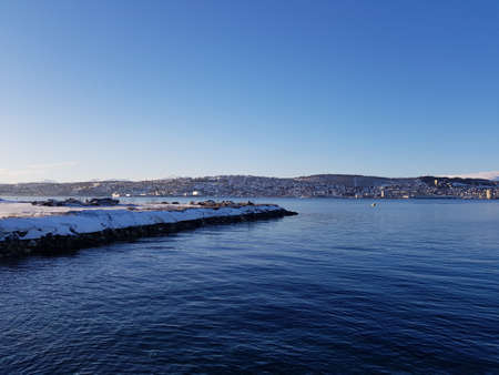 Beautiful city island in winter