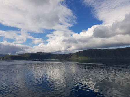 majestic mountain view and blue sky in finnmark, northern norway