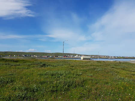 beautiful landscape with berlevaag, northern norwayの写真素材