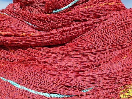 red fishing net full frame closeup