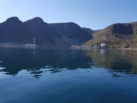 beautiful city of Honningsvaag, northcape county in summer, sea viewの写真素材