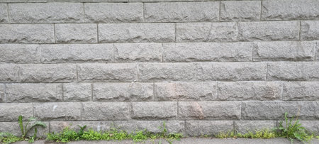 grey cinder block wall full frame backgroundの写真素材
