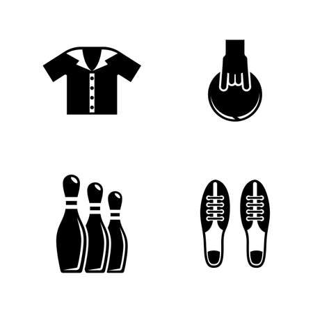 Set of bowling simple related icons on white background.のイラスト素材