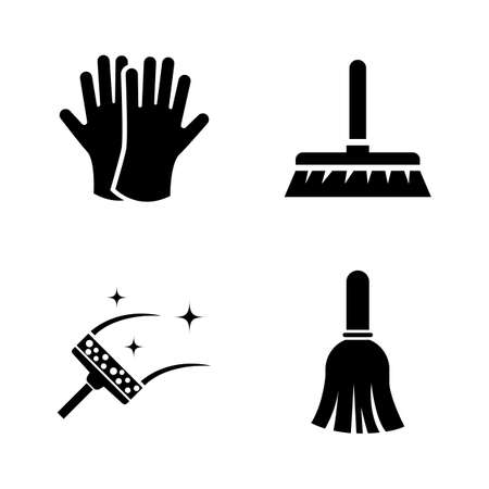 Washing Tidying. Simple Related Vector Icons Set for Video, Mobile Apps, Web Sites, Print Projects and Your Design. Black Flat Illustration on White Background.のイラスト素材