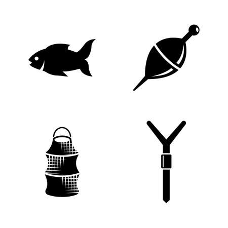 Fishing. Simple Related Vector Icons Set for Video, Mobile Apps, Web Sites, Print Projects and Your Design. Black Flat Illustration on White Background.のイラスト素材