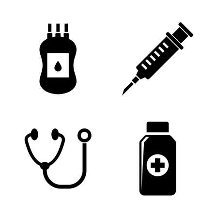 Medical. Simple Related Vector Icons Set for Video, Mobile Apps, Web Sites, Print Projects and Your Design. Black Flat Illustration on White Background.のイラスト素材