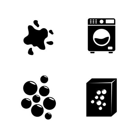 Laundry. Simple Related Vector Icons Set for Video, Mobile Apps, Web Sites, Print Projects and Your Design. Black Flat Illustration on White Background.のイラスト素材