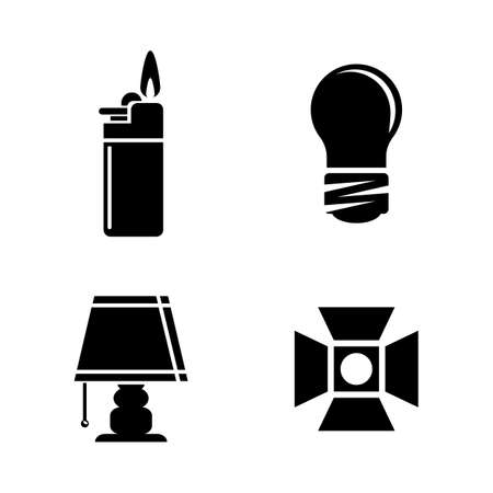 Light Source. Simple Related Vector Icons Set for Video, Mobile Apps, Web Sites, Print Projects and Your Design. Black Flat Illustration on White Background.のイラスト素材