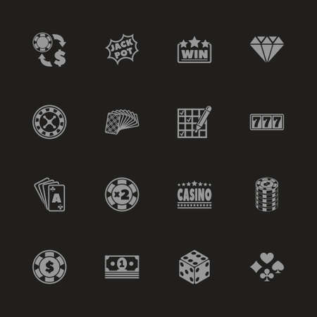 Gambling icons - Gray symbol on black background. Simple illustration. Flat Vector Icon.のイラスト素材