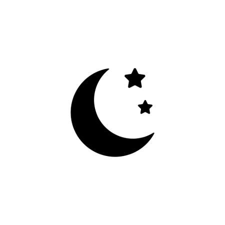 Nighttime with moon and star vector icon. Simple flat symbol on white backgroundのイラスト素材