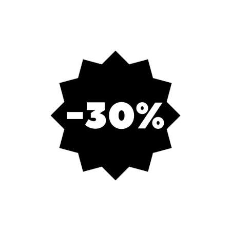 30 percent OFF Sale Discount. Flat Vector Icon. Simple black symbol on white background