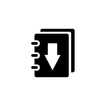 Book Download flat Vector Icon. Simple black symbol on white backgroundのイラスト素材