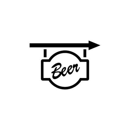Beer Signboard flat Vector Icon. Simple black symbol on white backgroundのイラスト素材
