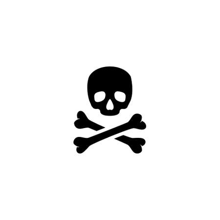 Crossbones and death skull flat Vector Icon. Simple black symbol on white backgroundのイラスト素材