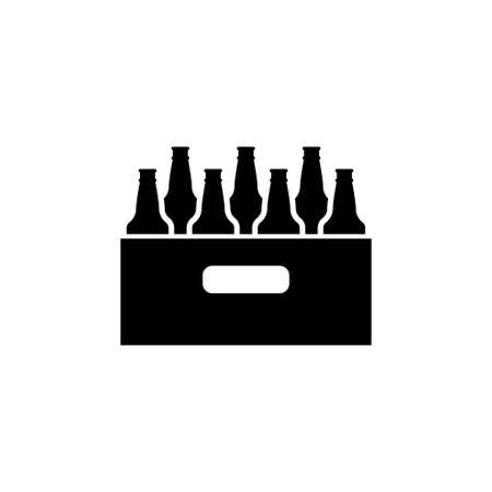 Pack of Beer Bottles. Flat Vector Icon. Simple black symbol on white backgroundの写真素材