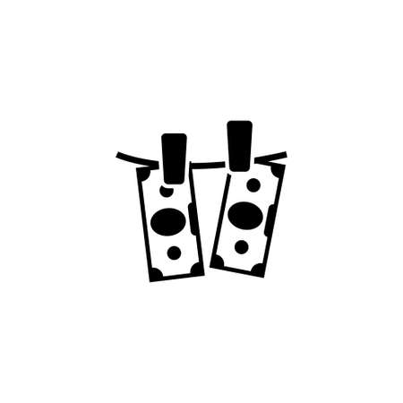 Banknotes Hanging on a Clothesline Flat Vector Icon.のイラスト素材