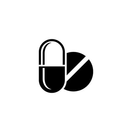 Pills Flat Vector Icon. Simple black symbol on white backgroundのイラスト素材
