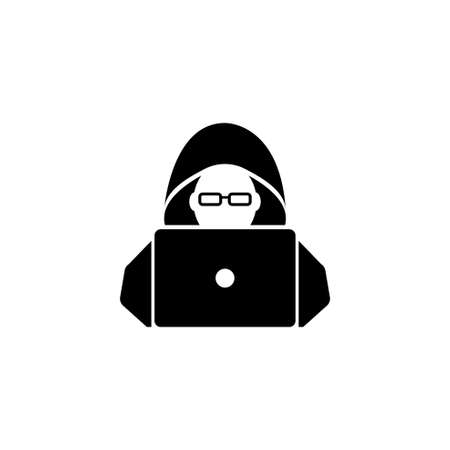 Hacker Flat Vector Icon. Simple black symbol on white backgroundのイラスト素材
