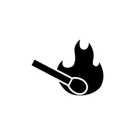 Burning Match. Flat Vector Icon. Simple black symbol on white backgroundのイラスト素材