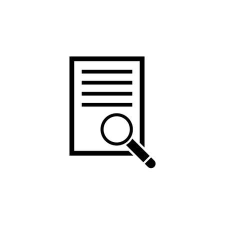 Document with Magnifying Glass on Flat Vector Icon. Simple black symbol on white backgroundのイラスト素材