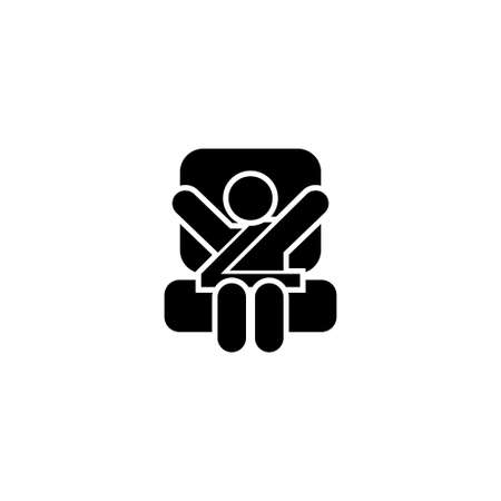 Baby Car Seat. Flat Vector Icon. Simple black symbol on white backgroundのイラスト素材