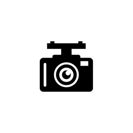 Car DVR. Car Digital Video Recorder. Flat Vector Icon. Simple black symbol on white backgroundのイラスト素材