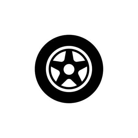 Car wheel, flat vector icon. Simple black symbol on white background.のイラスト素材