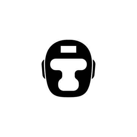 Boxing Headgear. Taekwondo Helmet. Flat Vector Icon. Simple black symbol on white backgroundの写真素材