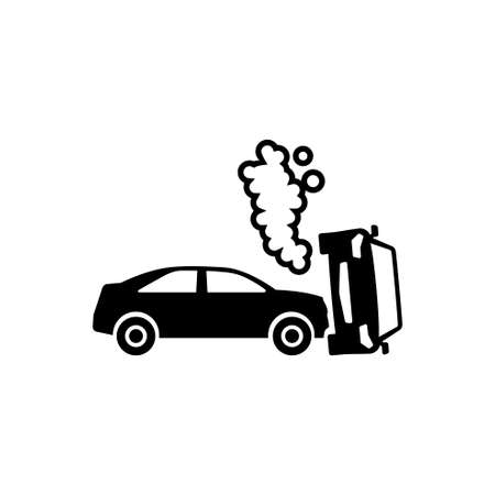 Car Crash. Flat Vector Icon. Simple black symbol on white backgroundの写真素材