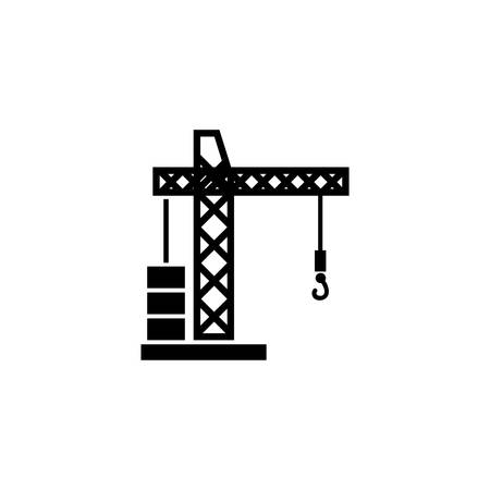 Building Tower Crane. Flat Vector Icon. Simple black symbol on white backgroundのイラスト素材