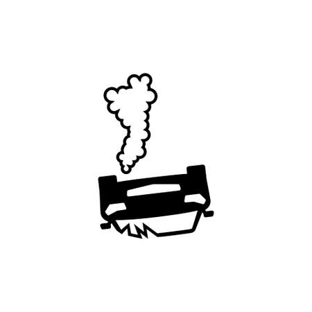 Car Accident, Crash. Flat Vector Icon. Simple black symbol on white backgroundのイラスト素材