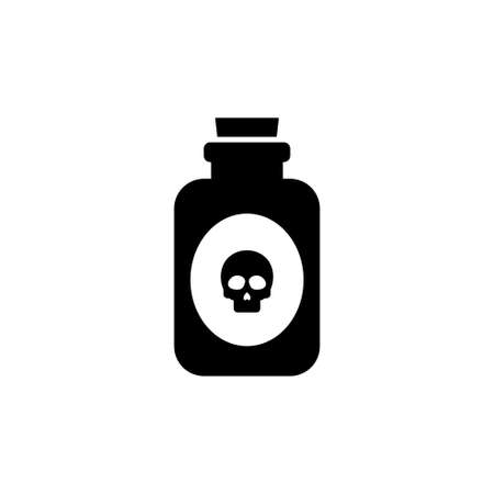 Glass Poison Bottle. Flat Vector Icon. Simple black symbol on white backgroundのイラスト素材