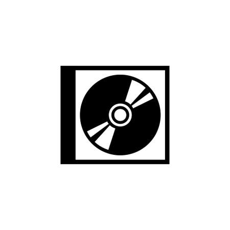 CD DVD Disc and Box. Flat Vector Icon. Simple black symbol on white backgroundの写真素材