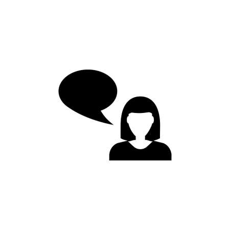 Talking Woman. Flat Vector Icon illustration. Simple black symbol on white background. Talking Woman sign design template for web and mobile UI elementのイラスト素材