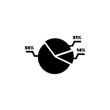 Pie Chart. Flat Vector Icon illustration. Simple black symbol on white background. Pie Chart sign design template for web and mobile UI elementのイラスト素材