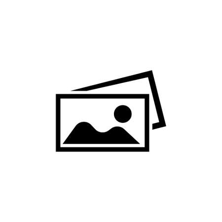 Mountain Picture. Flat Vector Icon illustration. Simple black symbol on white background. Mountain Picture sign design template for web and mobile UI elementのイラスト素材