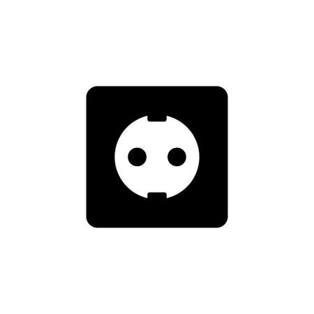 Power Socket. Flat Vector Icon illustration. Simple black symbol on white background. Power Socket...