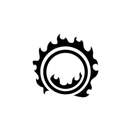 Circus Fire Ring, Flaming Hoop. Flat Vector Icon illustration. Simple black symbol on white background. Circus Fire Ring, Flaming Hoop sign design template for web and mobile UI elementの写真素材