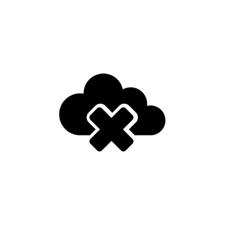 Access Cloud Data Denied. Flat Vector Icon illustration. Simple black symbol on white background. Access Cloud Data Denied sign design template for web and mobile UI elementの写真素材